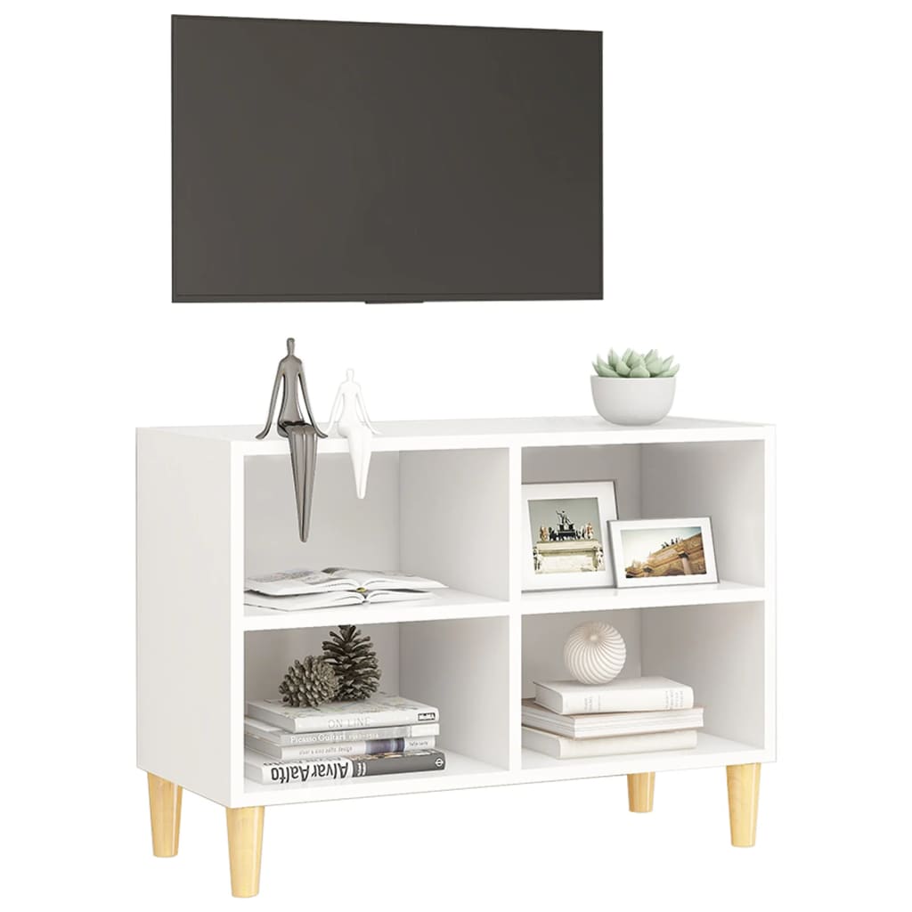 805923 vidaXL TV Cabinet with Solid Wood Legs White 69,5x30x50 cm