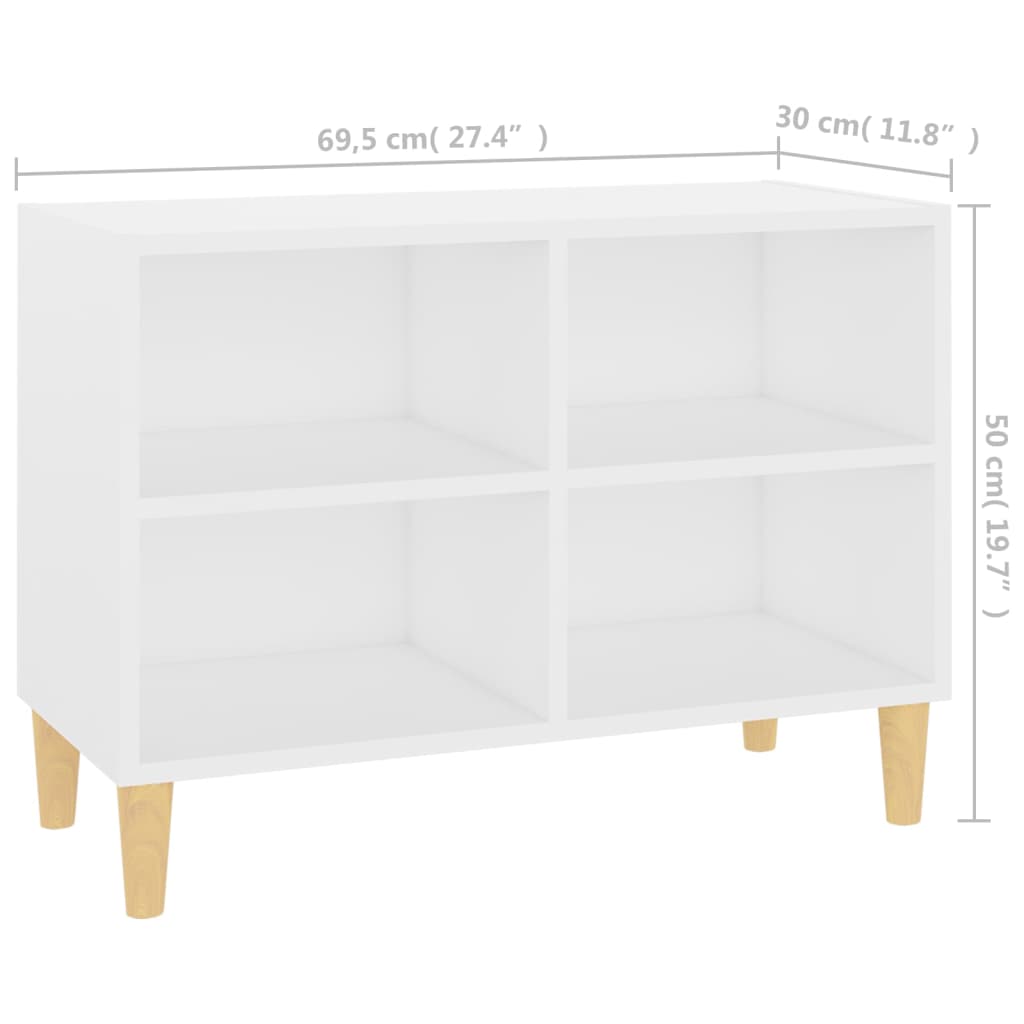 805923 vidaXL TV Cabinet with Solid Wood Legs White 69,5x30x50 cm