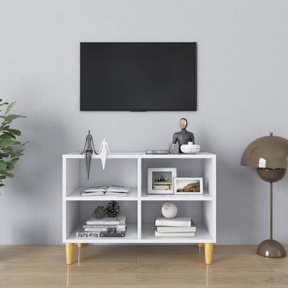 805923 vidaXL TV Cabinet with Solid Wood Legs White 69,5x30x50 cm