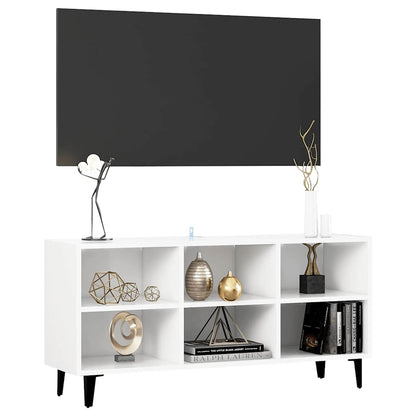 TV Cabinet with Metal Legs White 103.5x30x50 cm