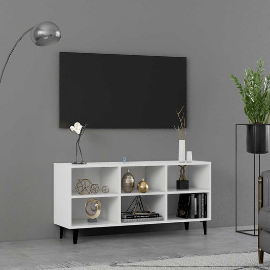 TV Cabinet with Metal Legs White 103.5x30x50 cm