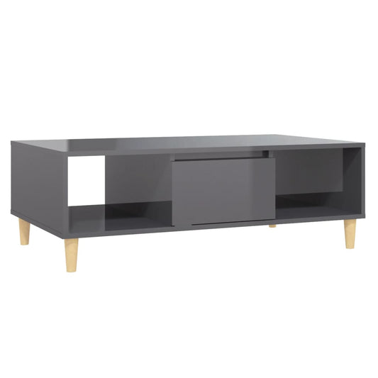Coffee Table | High gloss grey | Engineered wood, solid eucalyptus wood