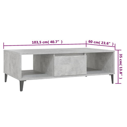 Coffee Table Concrete Grey 103.5x60x35 cm Engineered Wood