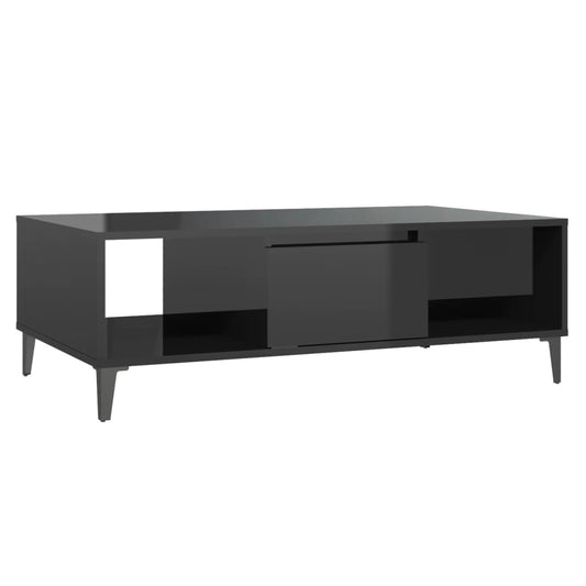 Coffee Table | High gloss black | Engineered wood and metal | Large