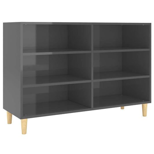 Sideboard | High Gloss Grey | Engineered wood, solid eucalyptus wood