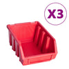 34 Piece Storage Bin Kit with Wall Panels Red and Black