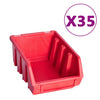 141 Piece Storage Bin Kit with Wall Panels Red and Black