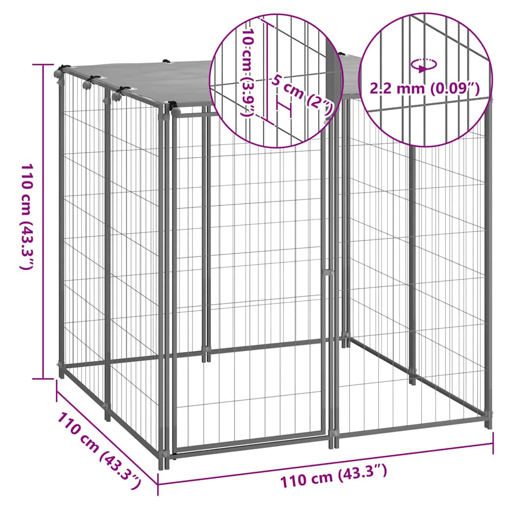 Dog Kennel Silver 43.3"x43.3"x43.3" Steel