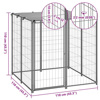 Dog Kennel Silver 43.3"x43.3"x43.3" Steel