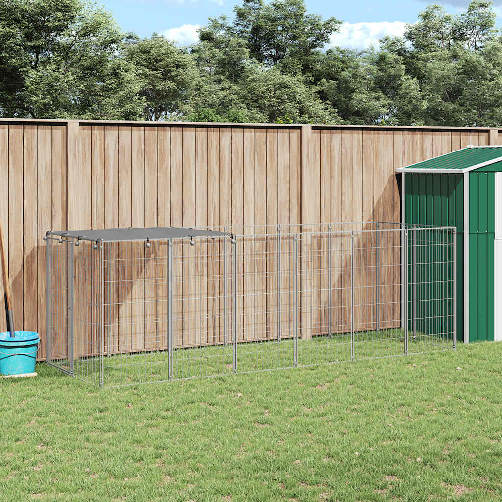 Dog Kennel Silver 330x110x110 cm Steel