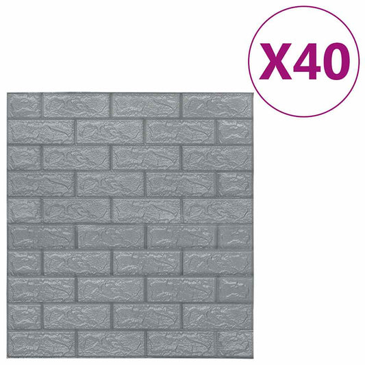 3D Wallpaper Bricks Self-adhesive 40 pcs Anthracite