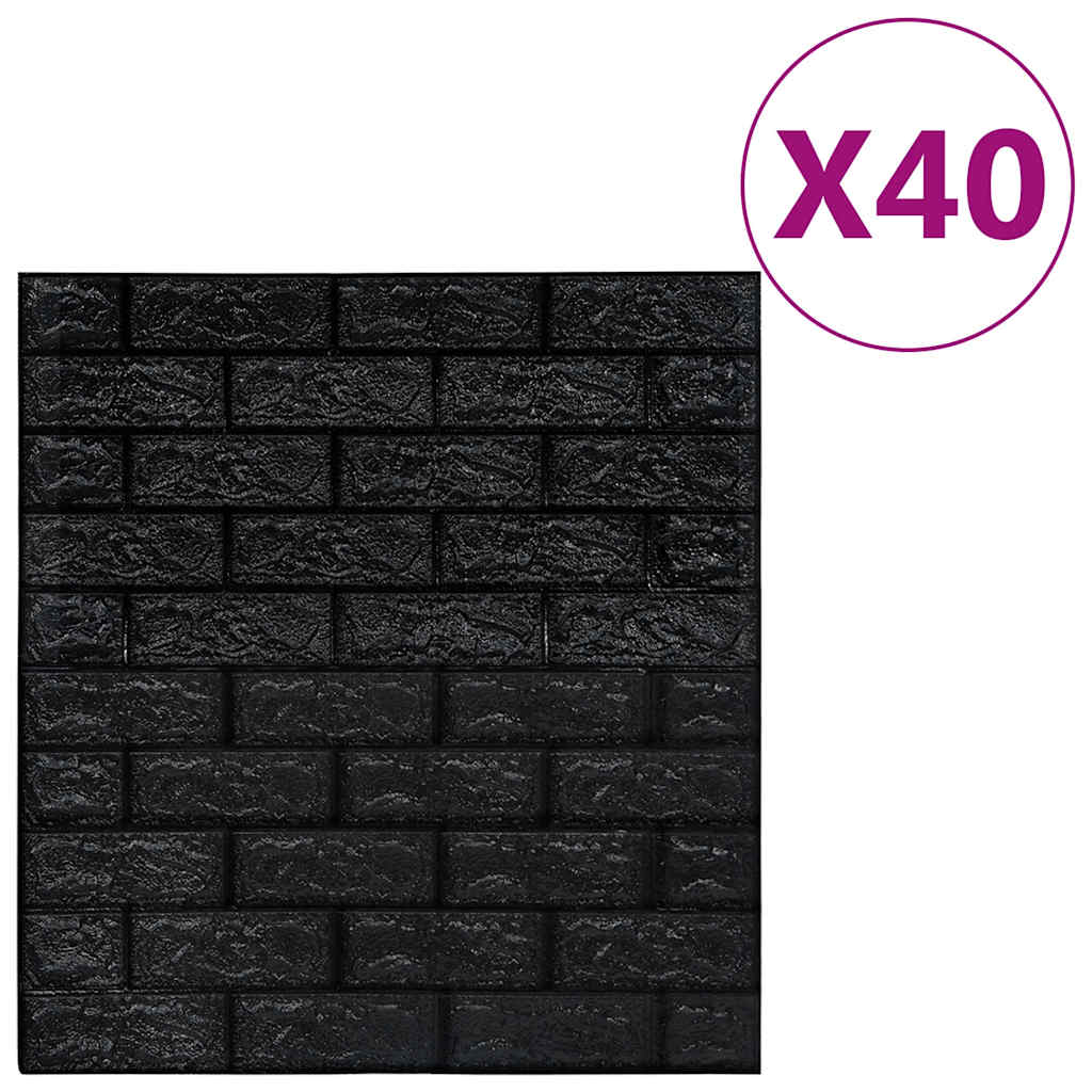 Wallpaper | Set of 40 | Black | PE Foam | 70 x 77 cm | Wallpaper