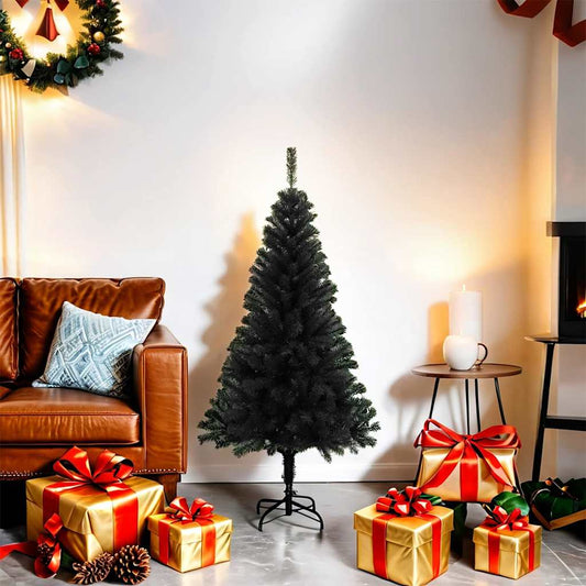 Artificial Christmas Tree Black PVC, Steel 4 ft Height