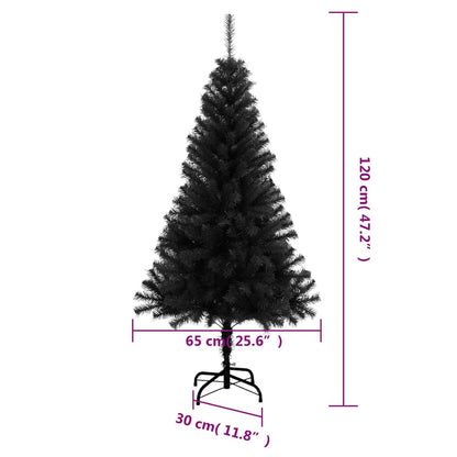Artificial Christmas Tree Black PVC, Steel 4 ft Height