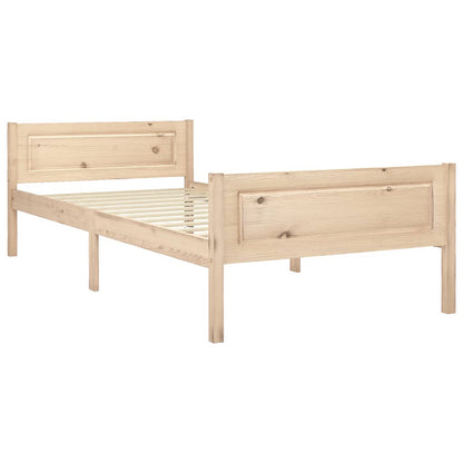 Bed Frame | Natural Wood | Solid Pinewood, Plywood | 100x200 cm