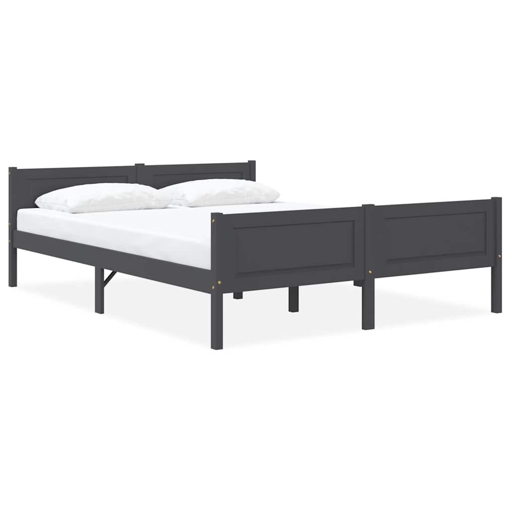 Bed Frame | Grey | Solid pinewood, plywood | Double | Durable | Bed Frame