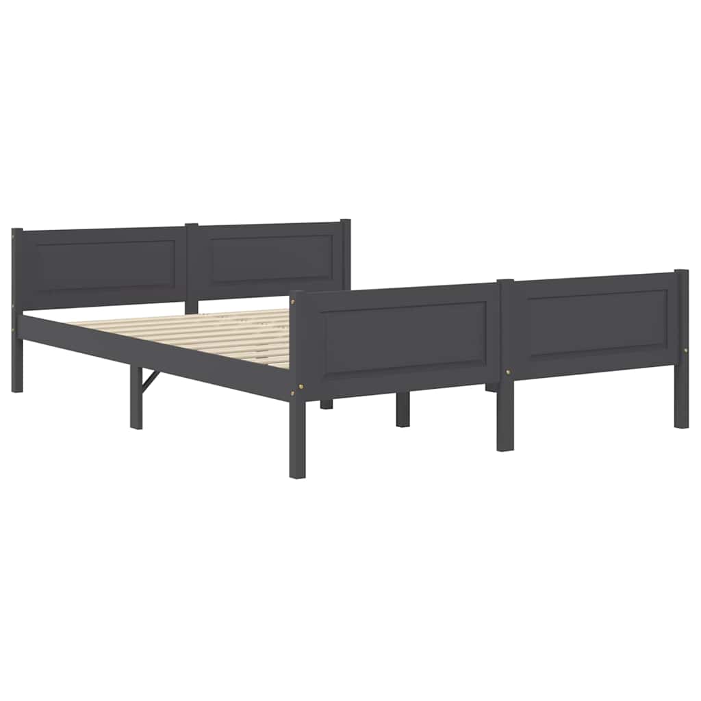 Bed Frame | Grey | Solid pinewood, plywood | Double | Durable | Bed Frame