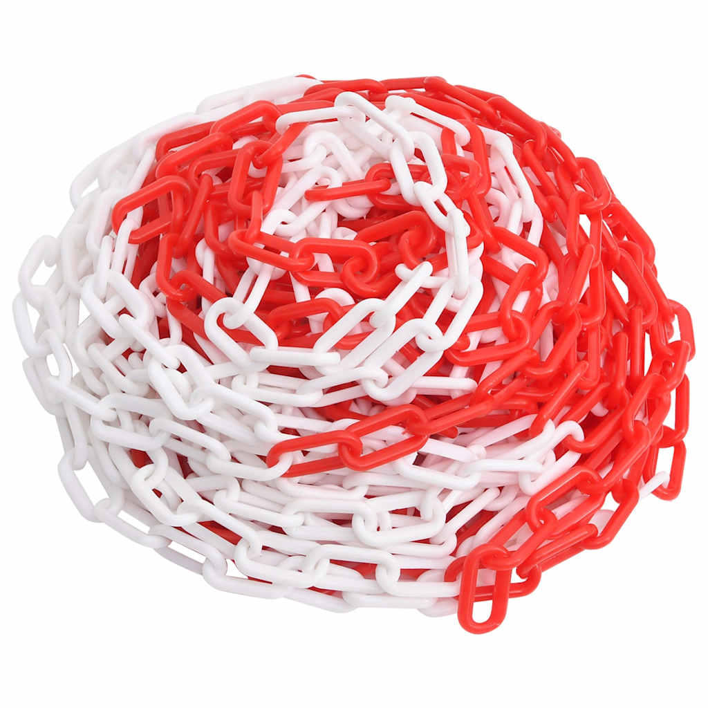 150926 vidaXL Warning Chain Red and White 100 m Ø6 mm Plastic