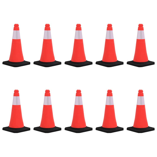 150942 vidaXL Reflective Traffic Cones with Heavy Bases 10 pcs 50 cm