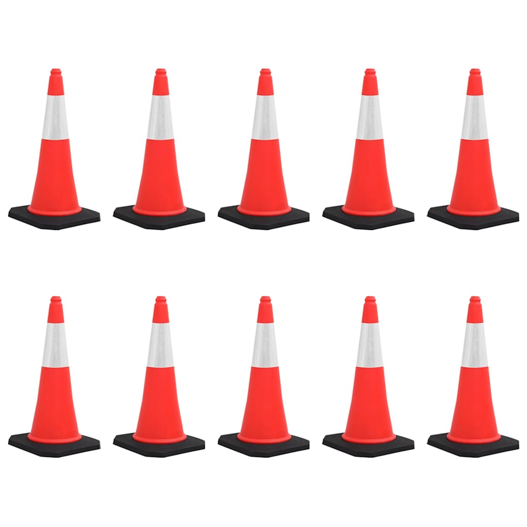 150944 vidaXL Reflective Traffic Cones with Heavy Bases 10 pcs 75 cm
