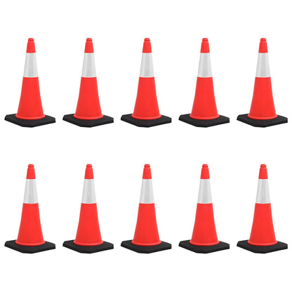 150944 vidaXL Reflective Traffic Cones with Heavy Bases 10 pcs 75 cm