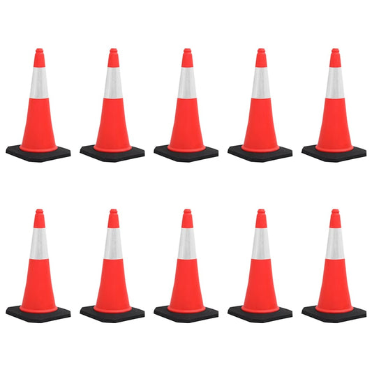 150944 vidaXL Reflective Traffic Cones with Heavy Bases 10 pcs 75 cm
