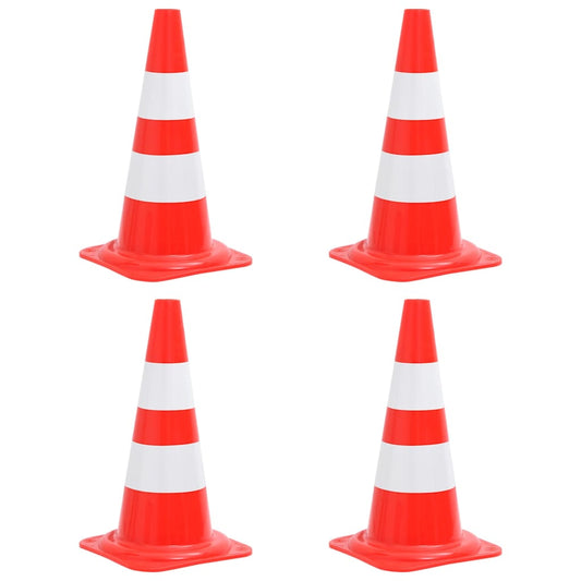 150945 vidaXL Reflective Traffic Cones 4 pcs Red and White 50 cm