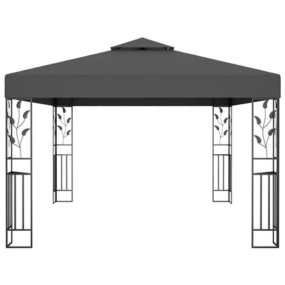 Gazebo with Double Roof&LED String Lights 3x4m Anthracite