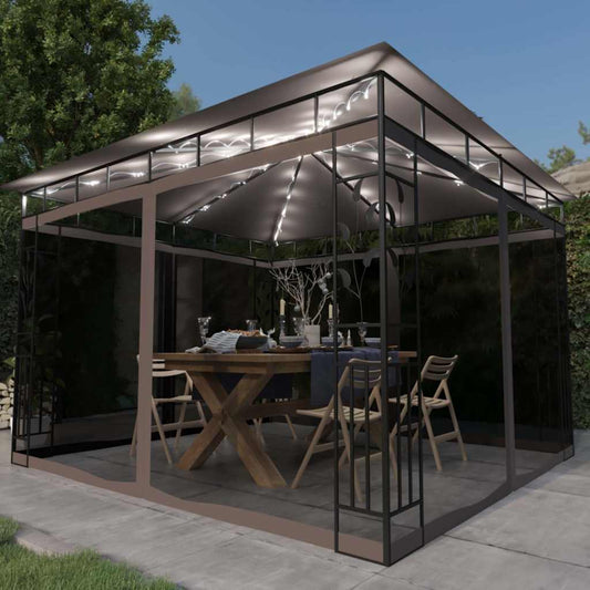 Gazebo | Taupe | Powder-coated Steel, Polyester | 3x3x2.73 m | Gazebo