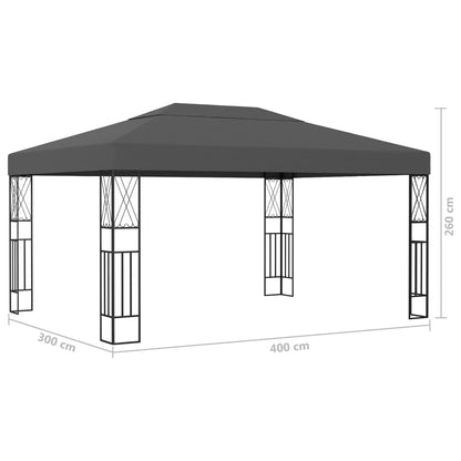 Gazebo with LED String Lights 3x4 m Anthracite Fabric