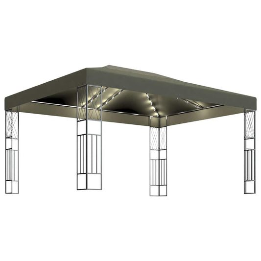 Gazebo with LED String Lights 3x4 m Taupe Fabric