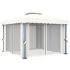 Gazebo with Curtain&LED String Lights 3x3 m Cream White