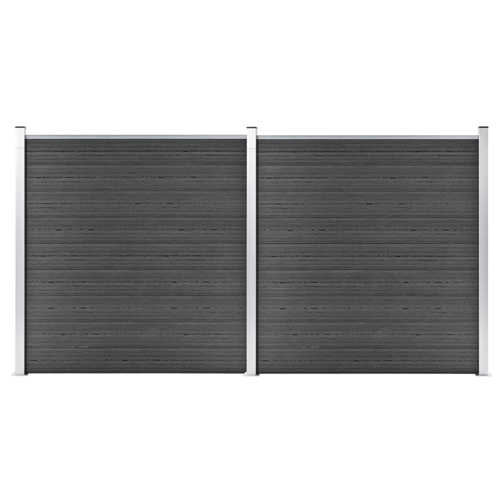 Fence Panel Set WPC 353x186 cm Black