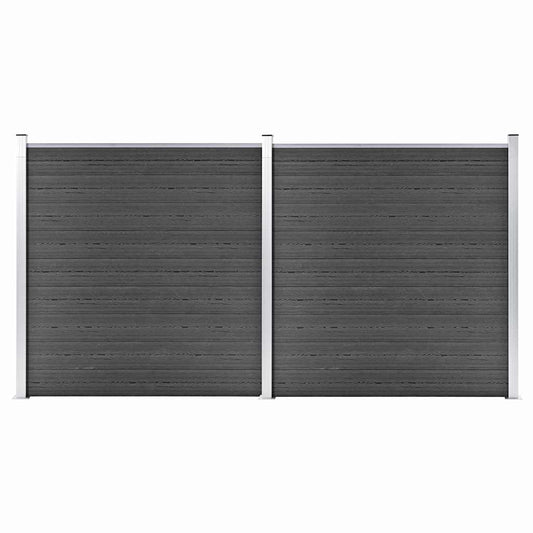 Fence Panel Set WPC 353x186 cm Black