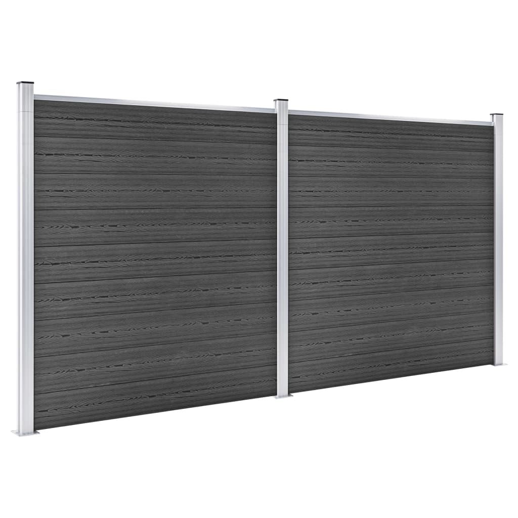 Fence Panel Set WPC 353x186 cm Black