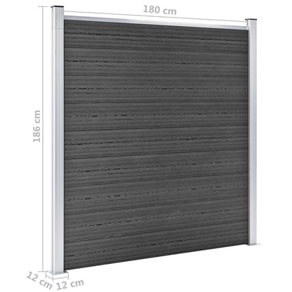 Fence Panel Set WPC 353x186 cm Black