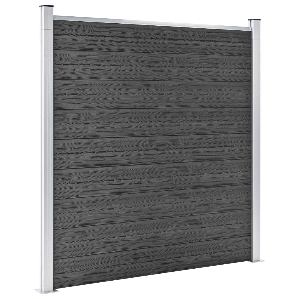 Fence Panel Set WPC 353x186 cm Black