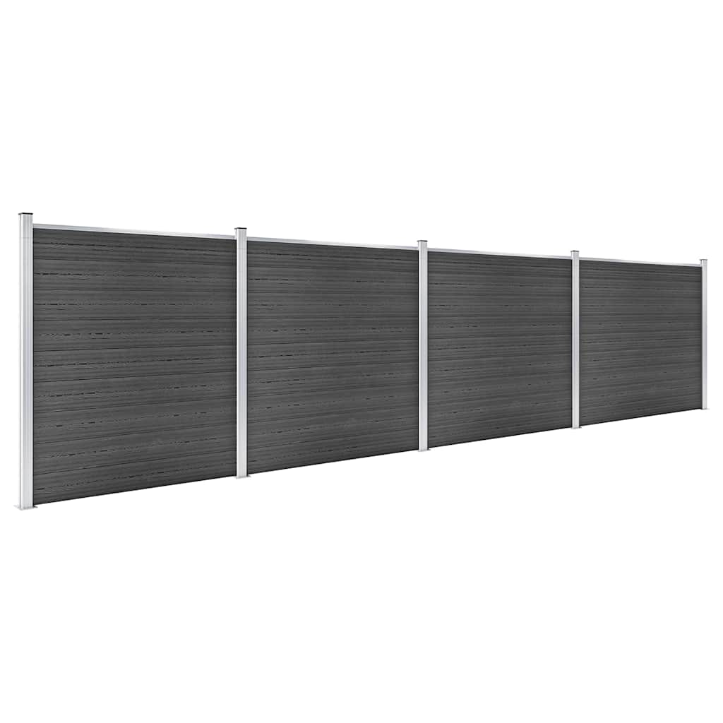 Fence Panel Set WPC 699x186 cm Black