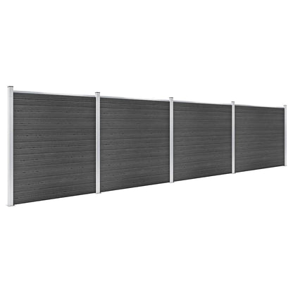 Fence Panel Set WPC 699x186 cm Black