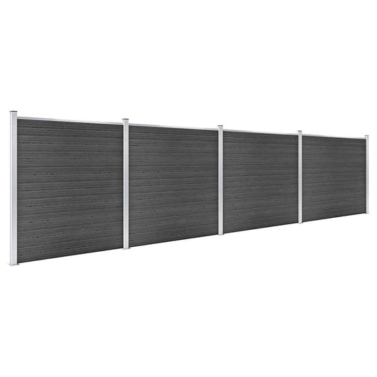 Fence Panel Set WPC 699x186 cm Black