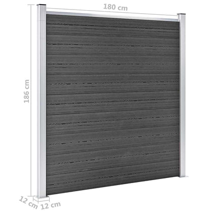 Fence Panel Set WPC 699x186 cm Black
