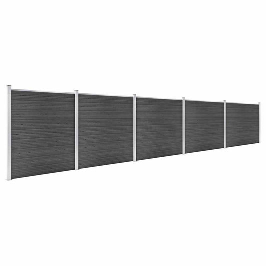 Fence Panel Set WPC 872x186 cm Black