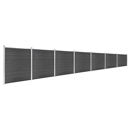 Fence Panel Set WPC 1218x186 cm Black