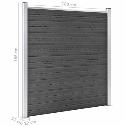 Fence Panel Set WPC 1218x186 cm Black