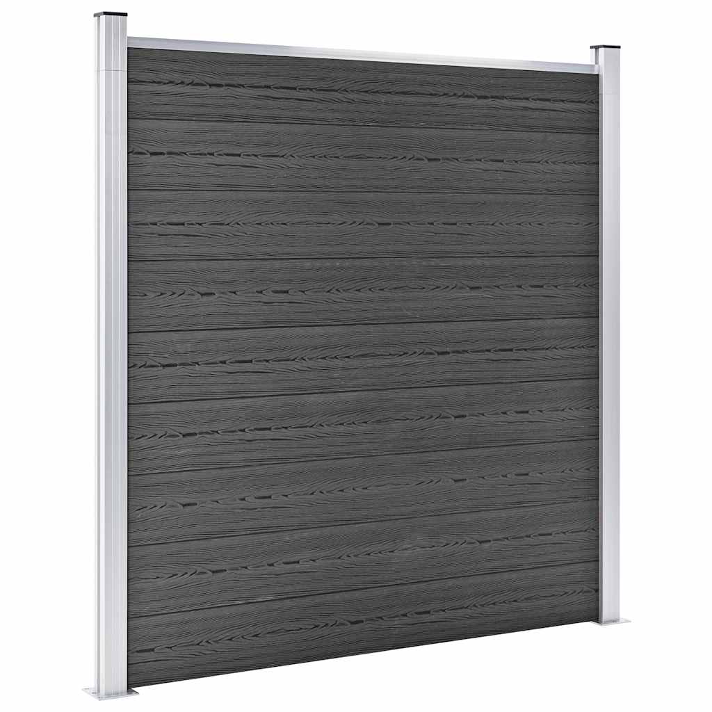 Fence Panel Set WPC 1218x186 cm Black