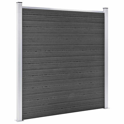 Fence Panel Set WPC 1218x186 cm Black
