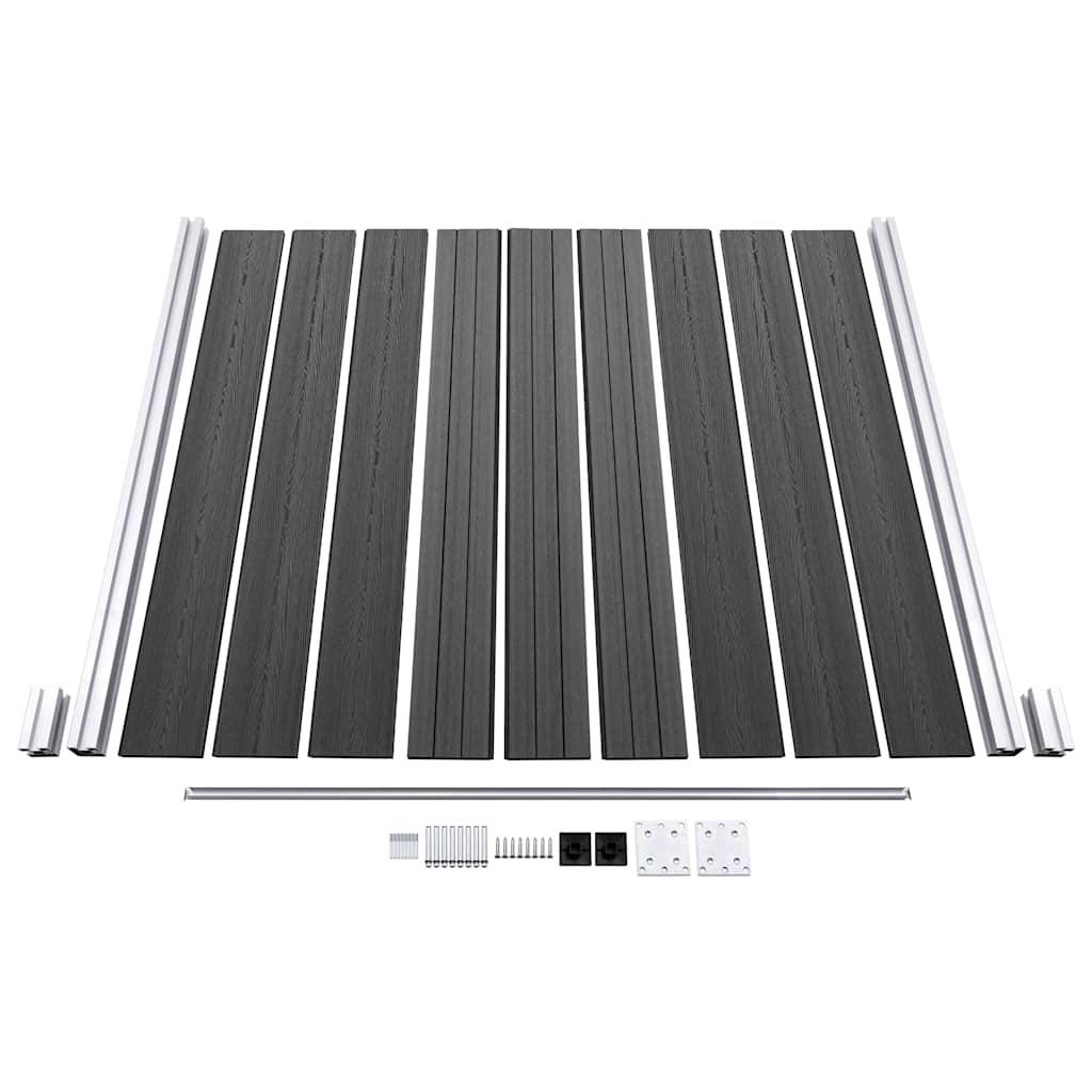 Fence Panel Set WPC 1218x186 cm Black