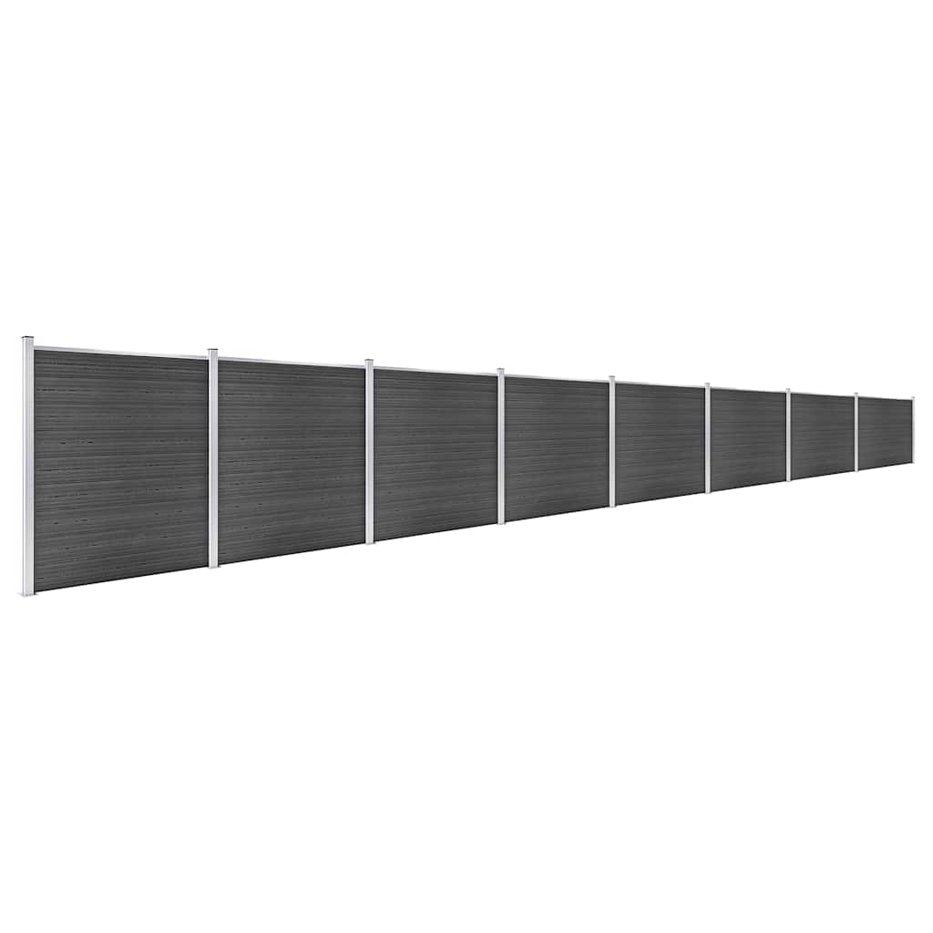 Fence Panel Set WPC 1391x186 cm Black