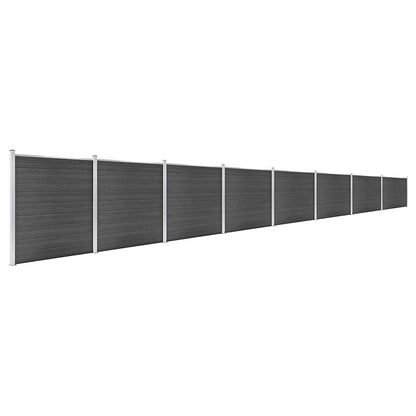 Fence Panel Set WPC 1391x186 cm Black