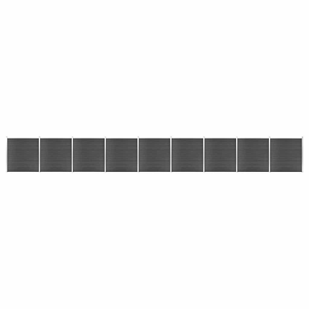 Fence Panel Set WPC 1564x186 cm Black